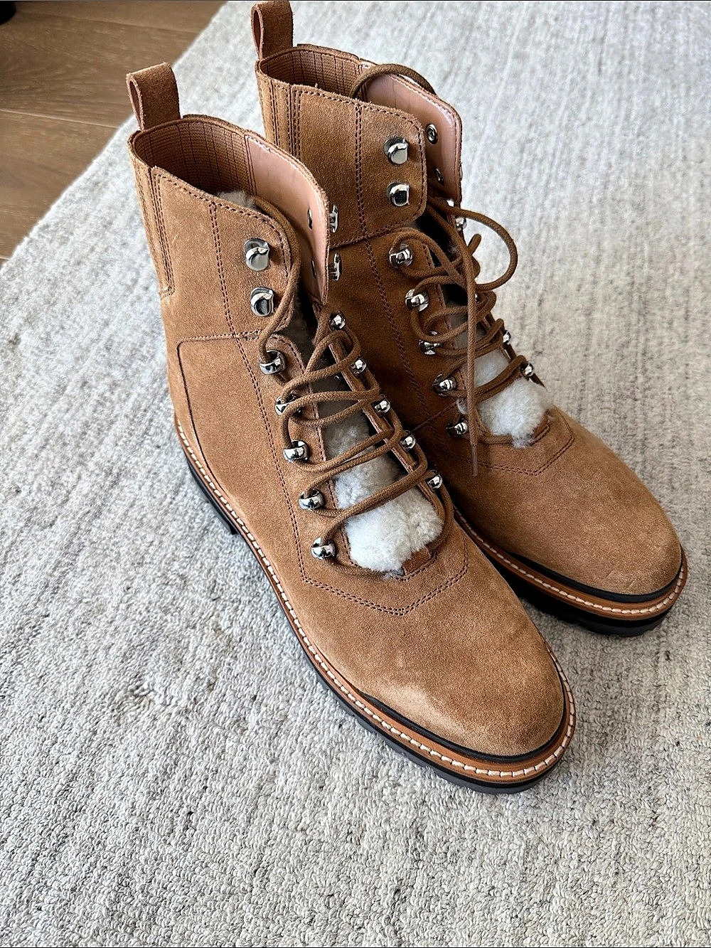 Marc Fisher Izzie Lug Sole Boot Brown Combat Boots